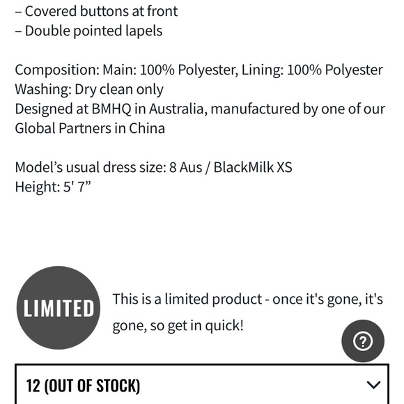 Blackmilk “SOME VELVET MORNING CROPPED JACKET - LIMITED” Size 8 US/12 AUST NWT - Picture 10 of 16